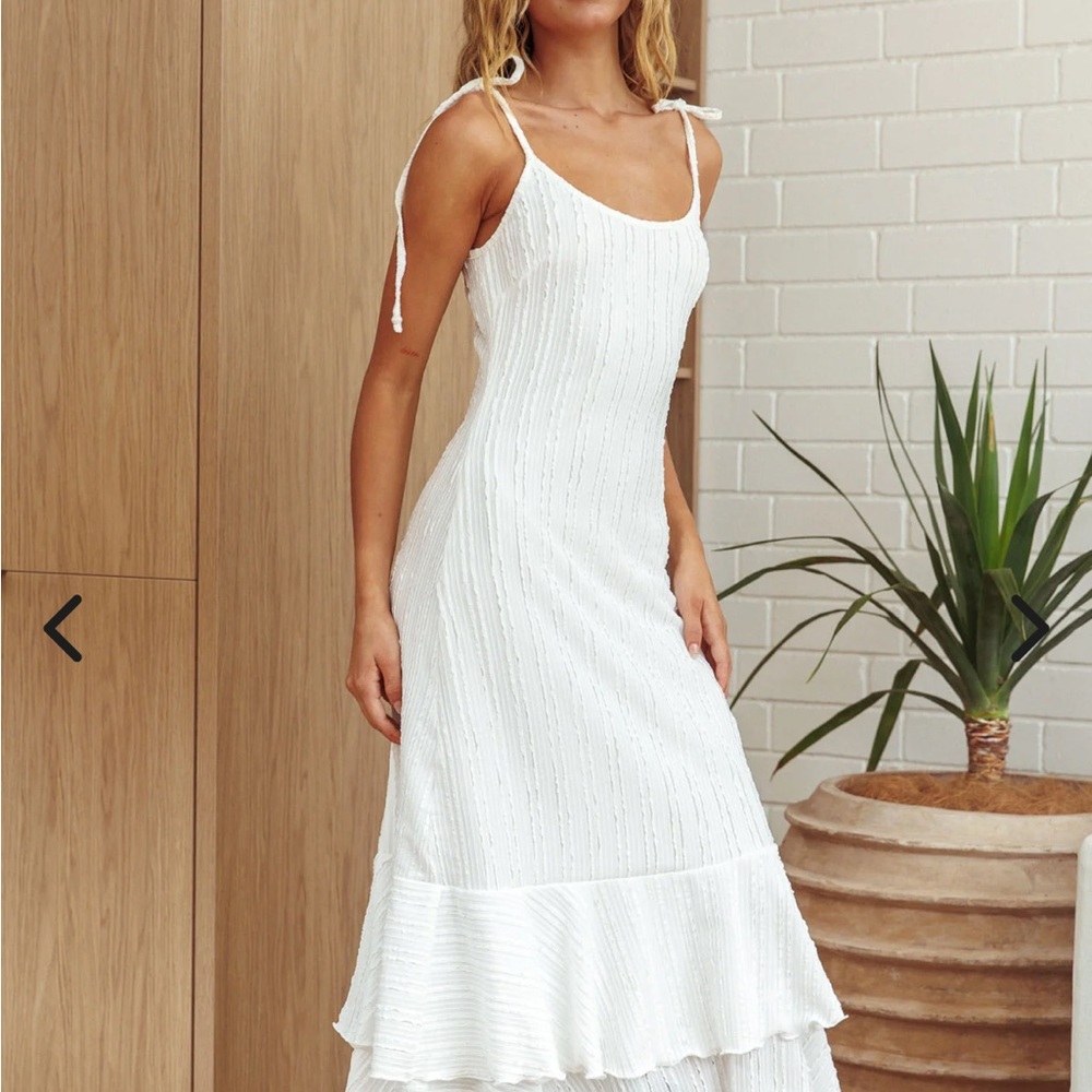 Selfie Leslie White Ruffled Tiered Maxi Dress